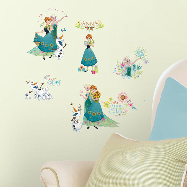 RoomMates - DISNEY Frozen Anna, Elsa & Olaf im Frühling - Wandtattoo Wandsticker Wandaufkleber Wandb