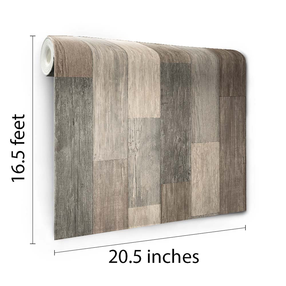 RoomMates - PEEL & STICK Wallpaper - Verwittertes Holz Braun
