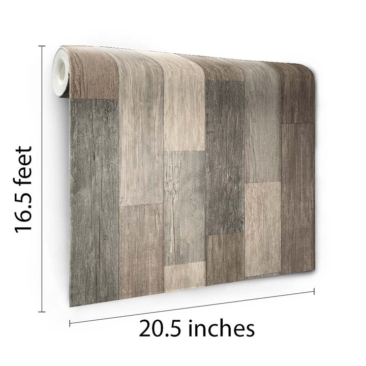 RoomMates - PEEL & STICK Wallpaper - Verwittertes Holz Braun