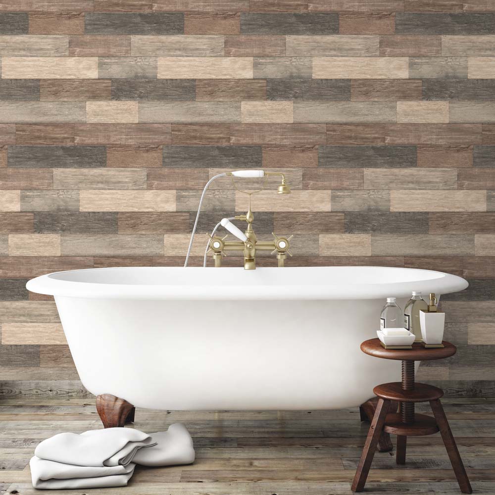 RoomMates - PEEL & STICK Wallpaper - Verwittertes Holz Braun