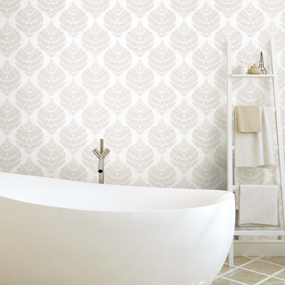 RoomMates - PEEL & STICK Wallpaper - Hygge Farn Damast Taupe