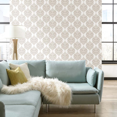 RoomMates - PEEL & STICK Wallpaper - Hygge Farn Damast Taupe