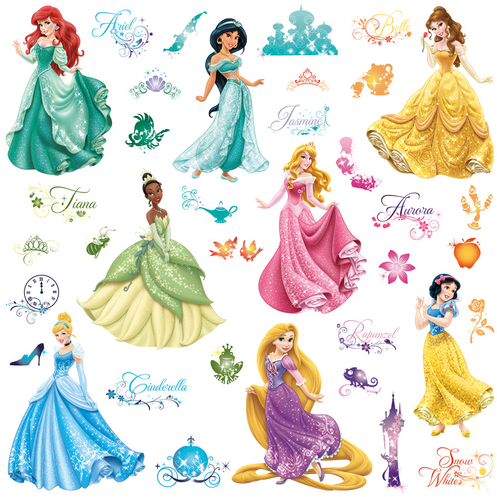 RoomMates - DISNEY Prinzessinnen glitzernd - Wandtattoo Wandsticker Wandaufkleber Wandbilder