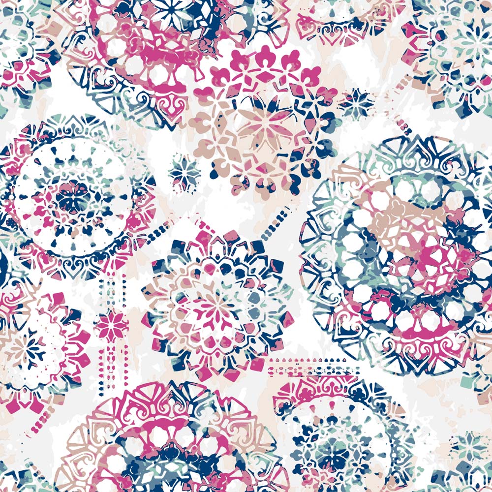 RoomMates - PEEL & STICK Wallpaper - Boho Style Pink/Blau